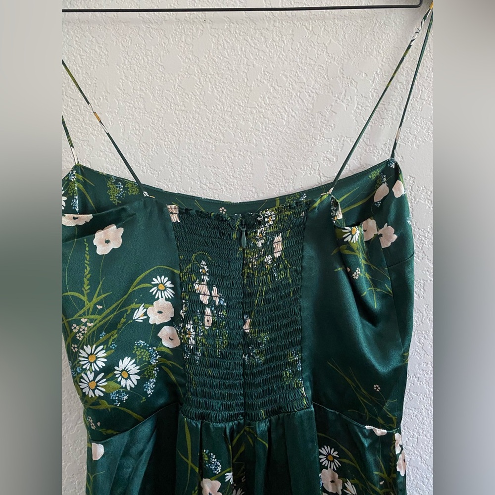 Reformation Frankie Silk Maxi Dress Size 2 Green Floral Sleeveless - Picture 4 of 12